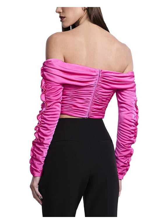 womens Lettuce Ruffle Off Shoulder Top, 6