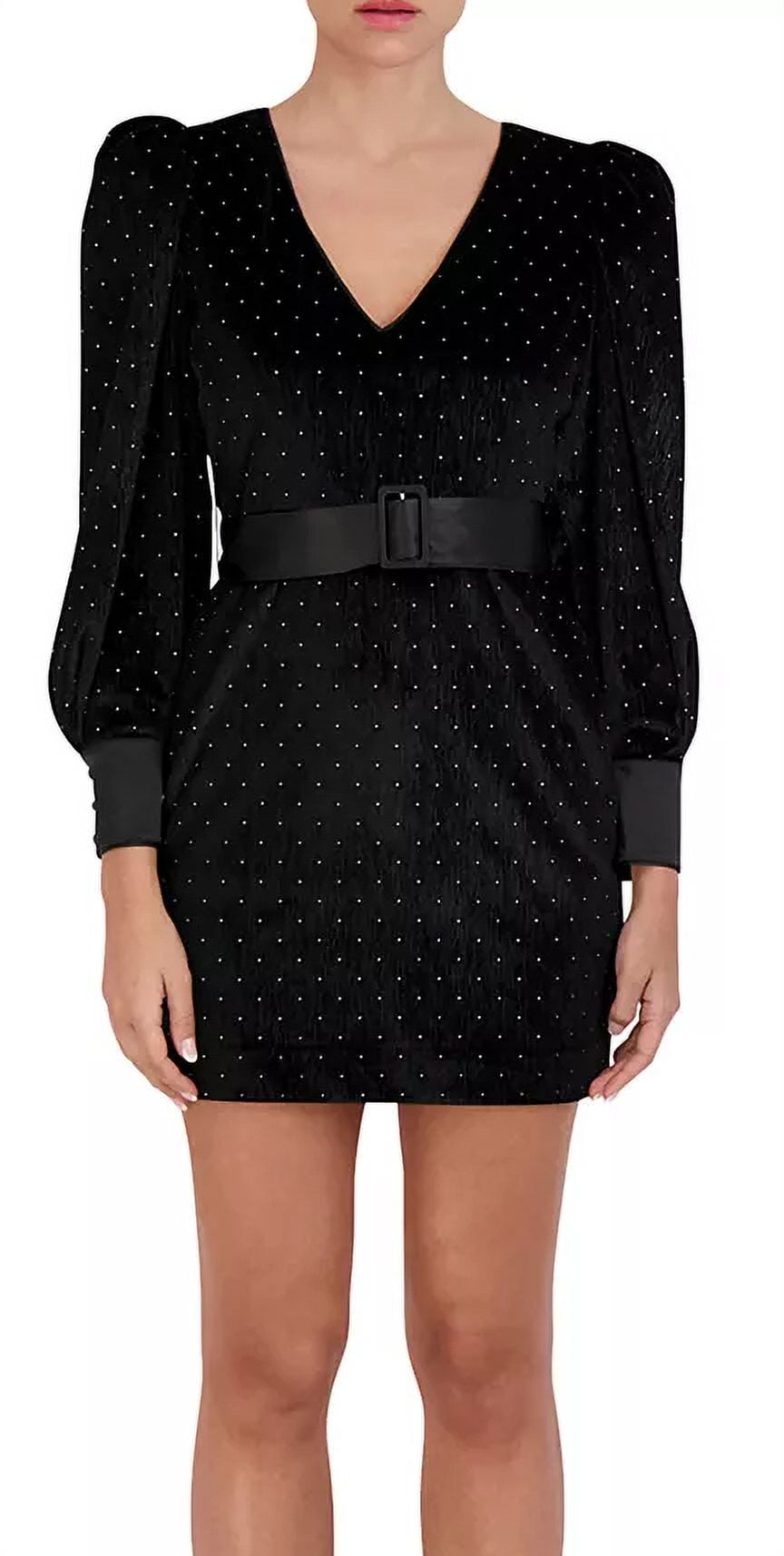 BCBGMAXAZRIA womens Puff Sleeve Mini Dress, 10, Black