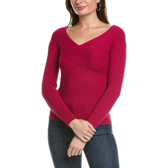 BCBGMAXAZRIA womens  Ribbed Sweater, XXS, Red