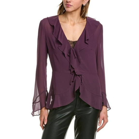 BCBGMAXAZRIA womens  Ruffle Blouse, XXS, Purple