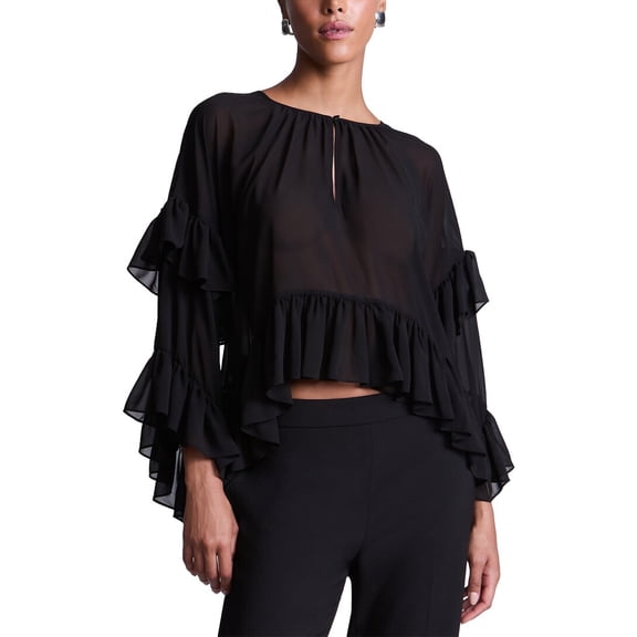 BCBGMAXAZRIA womens Ruffle Swing Top, xs