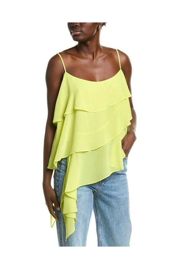 womens  Tiered Sleeveless Blouse, XXS, Yellow