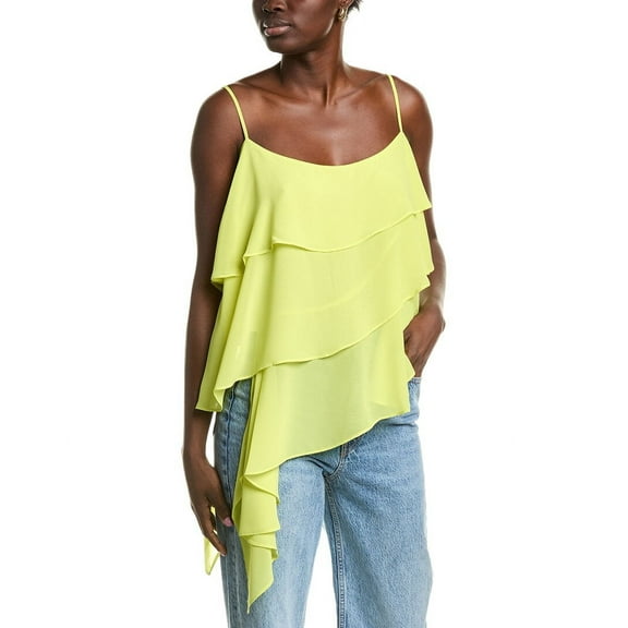 BCBGMAXAZRIA womens Tiered Sleeveless Blouse, XXS, Yellow
