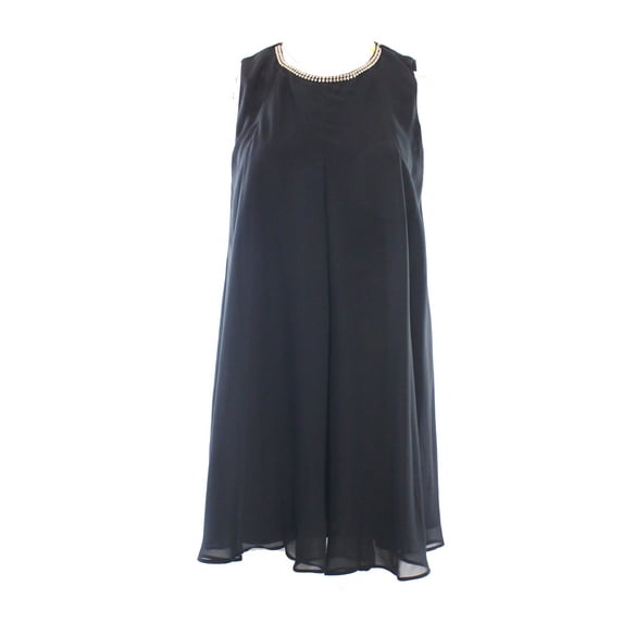 BCBGeneration Black Women's Size Medium Shift Embellished-Neck Dress