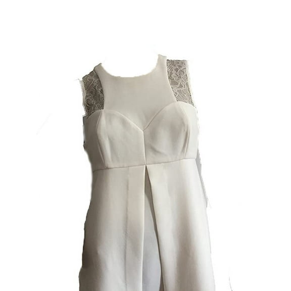 BCBGeneration Lace Inset Back Cutout Babydoll Dress Whisper white, 6