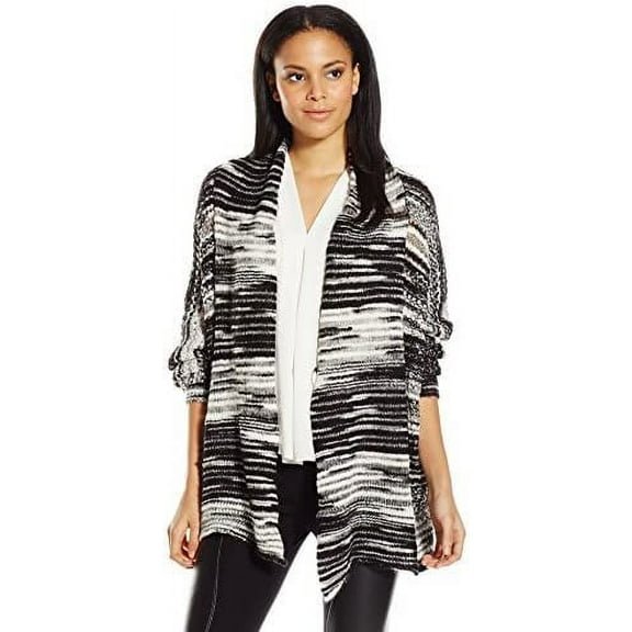 BCBGeneration Women's Space Dye Textured Dolman Cardi, Black/Combo, X-Small/Small