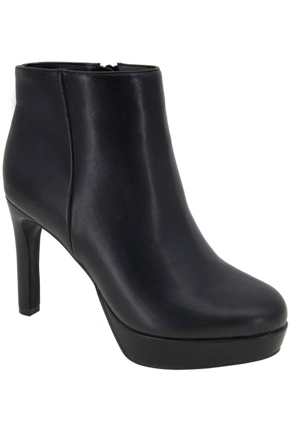 Womens Jeanne Zipper Faux Leather Ankle Boots