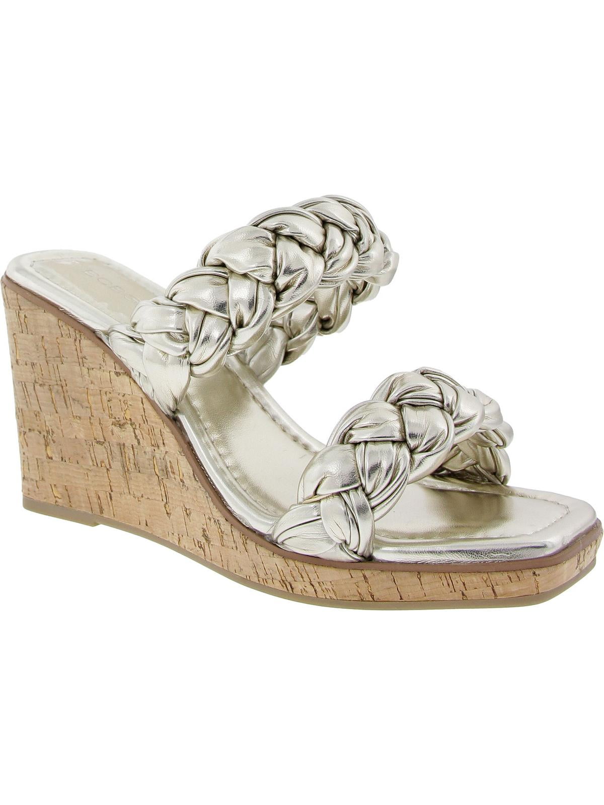 BCBGeneration Womens Ulana Braided Faux Leather Wedge Sandals