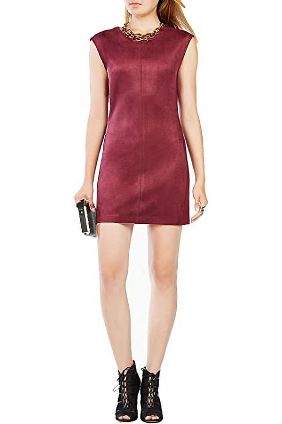 BCBGmaxazria Karlee Faux-Suede Dress (Large, Bordeaux)
