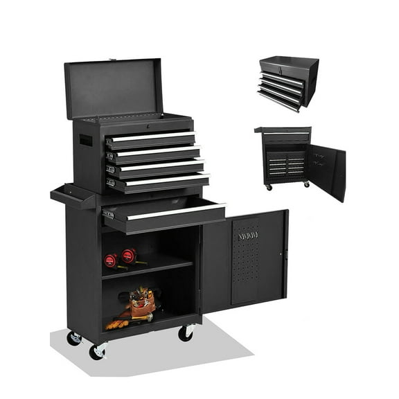 BCBYou 5-Drawer Rolling Tool Chest Tool Box, Lockable Drawer Organizer(Black)