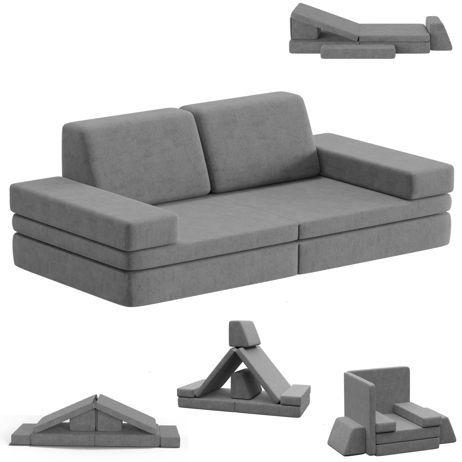 BCBYou 8 Pcs Kids Couch Sponge Toddler Play Couch ,Multifunctional