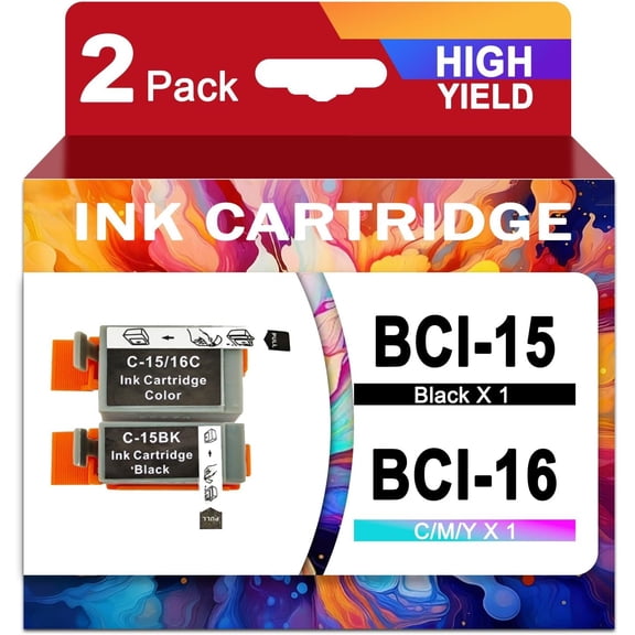 BCI-15 BCI-16 Ink Cartridge Compatible for Canon BCI15 BCI16 Ink,Designed for 15 16 Ink I70 I80 SELPHY DS700 DS810 IP90 Mini220 Printers 1sets