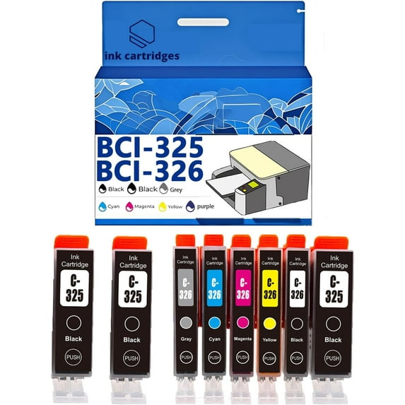 BCI-325 BCI-326 BCI325 BCI326 Ink Cartridges Compatible for Canon MG5230 5130 6130 8130 IP4830 MX883 Inkjet Printers, Leak-Proof Design Crisp Printing
