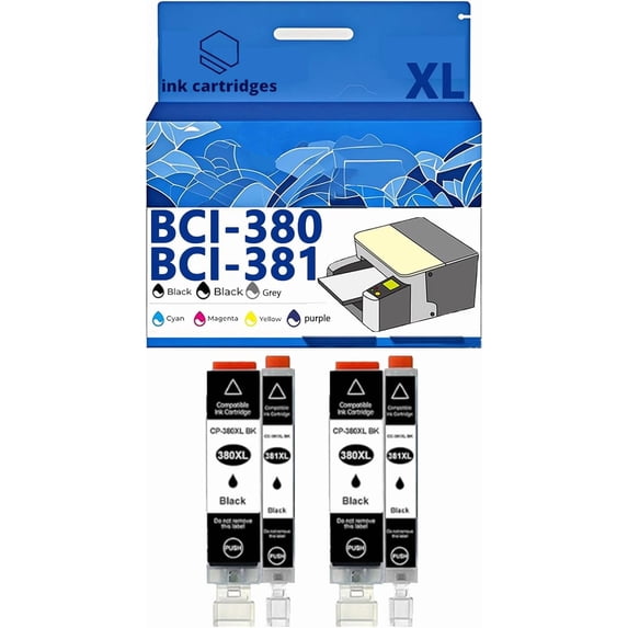 BCI-380XL BCI380 BCI381 Ink Cartridges Compatible for Canon TS8130 TS8230 TS6130 6230 6330 7330 TR703 Inkjet Printers, Leak-Proof Design Crisp Printing