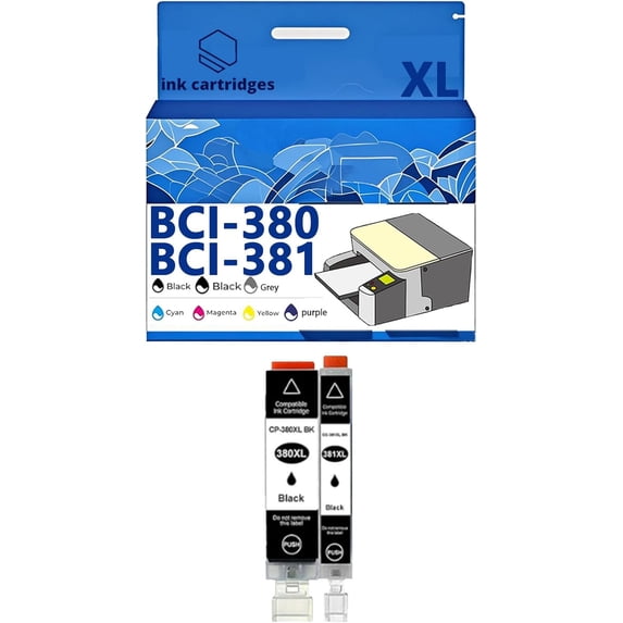 BCI-380XL BCI380 BCI381 Ink Cartridges Compatible for Canon TS8130 TS8230 TS6130 6230 6330 7330 TR703 Inkjet Printers, Leak-Proof Design Crisp Printing