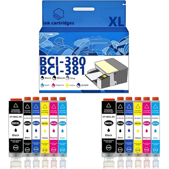 BCI-380XL BCI380 BCI381 Ink Cartridges Compatible for Canon TS8130 TS8230 TS6130 6230 6330 7330 TR703 Inkjet Printers, Leak-Proof Design Crisp Printing