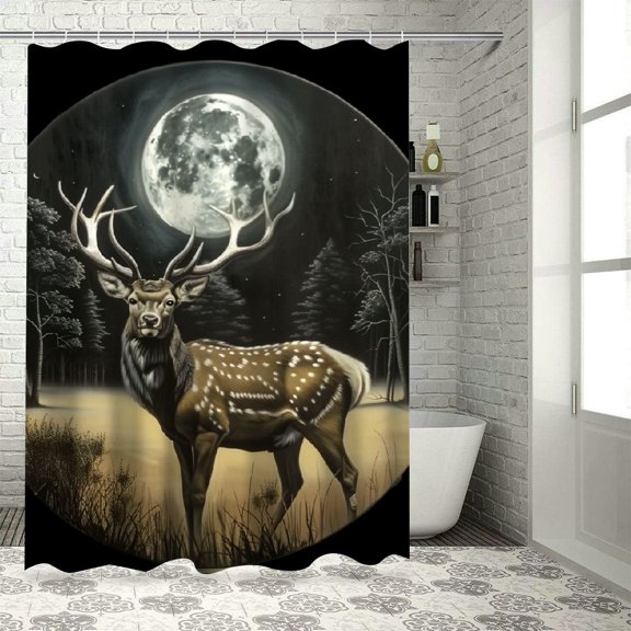 BCIG Antler Shower Curtain Bathroom Home Decoration With Hook, High Quality Fabric, Bright HD Print, Easy to Install and Maintain, Waterproof, Versatile, Unique Design