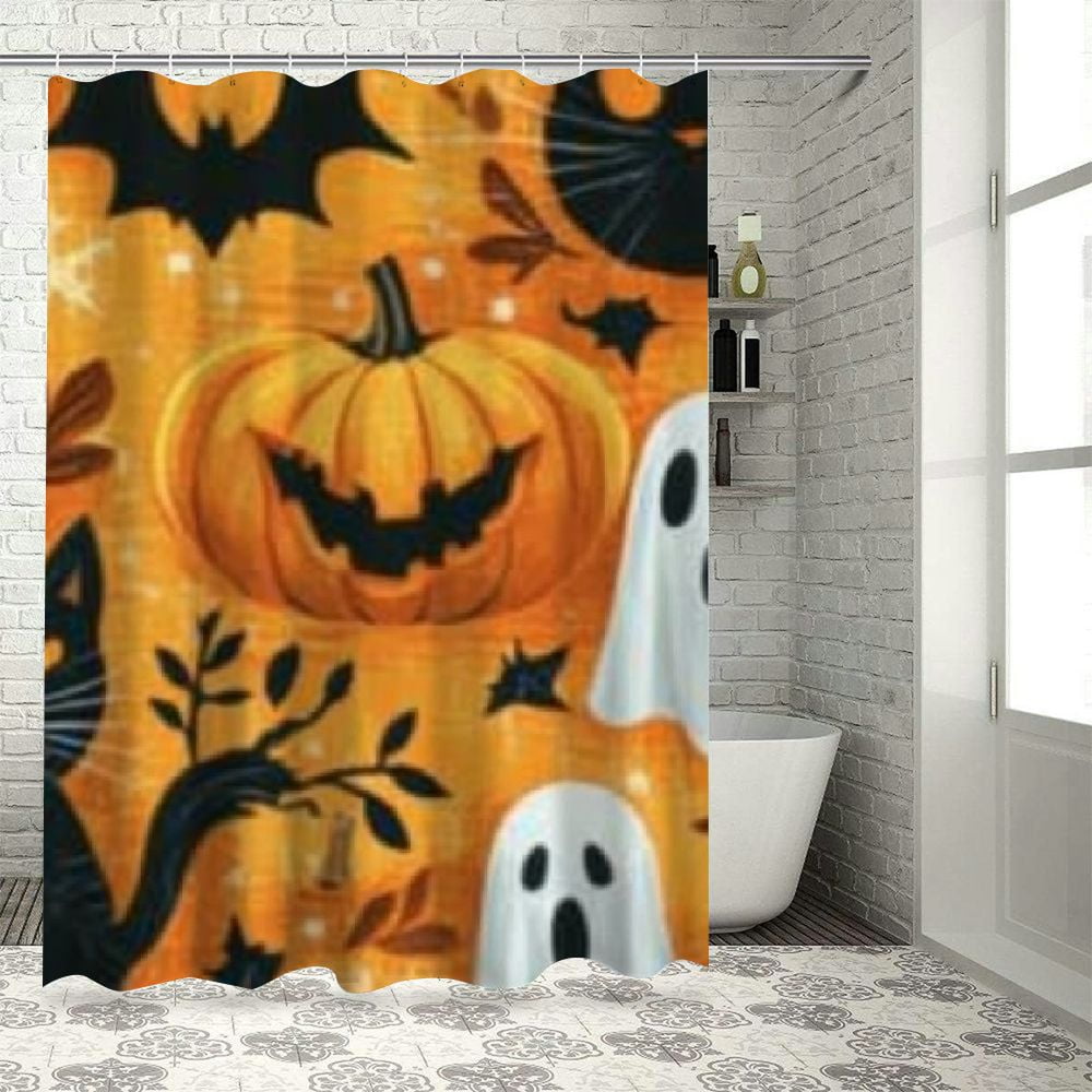 BCIG Pumpkin Ghost Cat Bathroom Decor Set With Hook, Luxury Graphic
