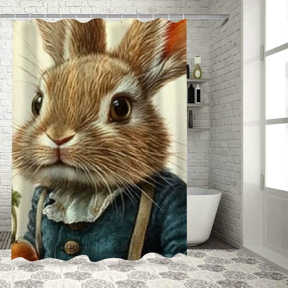 BCIG Rabbit Carrot Shower Curtain for Bathroom Decoration with Hook Bright HD print, easy to install, waterproof, 80% blackout - ideal for home décor