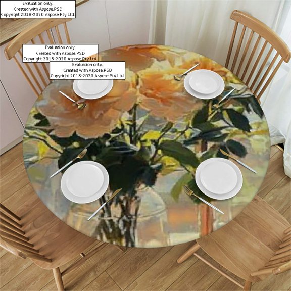 BCIG Vase Window Round Tablecloth, stain-resistant and washable, suitable for indoor and outdoor dining rooms, parties, home kitchens, festive dinners, available in a variety of sizes