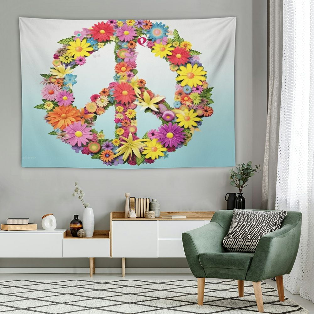BCIIG 1960s Tapestry, Colorful Peace Flower Nature Youthful