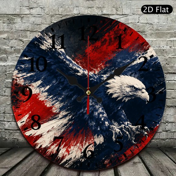 BCIIG 1pc Grunge Flying Eagle Theme No Not Include AA Batteries Battery Lncluded, Silent Non Ticking Round Wall Clock Lobby Corridor Dining Room Bedroom Office Classroom