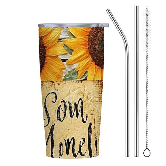 BCIIG 20oz Stainless Steel Car Tumbler with Straw, Good Sealing Performance for Ice Drinks and Hot Beverages, Coffee Cup Model 1723356028651251 20oz