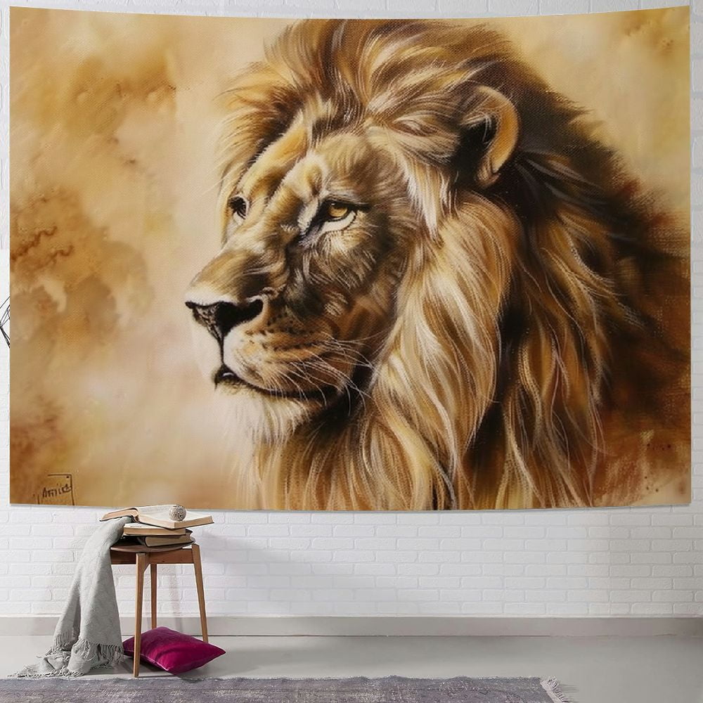 BCIIG 60x40in Fabric Lion Tapestry Wall Hanging Lion King Wall Tapestry