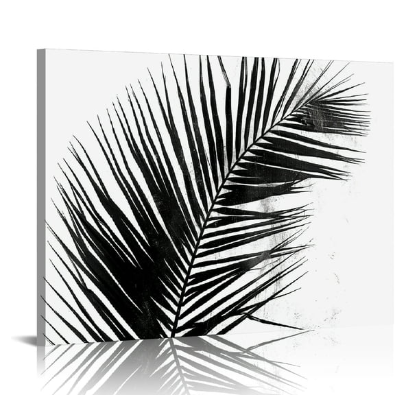 BCIIG Abstract Black and White Simple Wall Art Plant Leaf Print on Canvas Painting Morden Home Decor Picture and HD Printing (Unframed,20"x16") 16x12in
