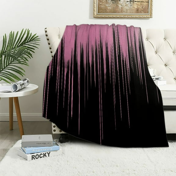 BCIIG Abstract Ombre Flannel Fleece Throw Blanket , Pink and Black All Season Bed Blanket for Sofa Couch, Geometric Fuzzy Blanket, Geometry Plush Blanket Room Decorations 40x50in