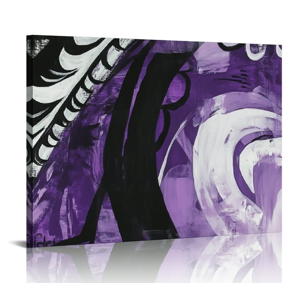 BCIIG Abstract Painting Purple Black Wall Decor for Bedroom Kitchen Living Room Office, High-Resolution Canvas Art Print Home Wall Decor 20x16in