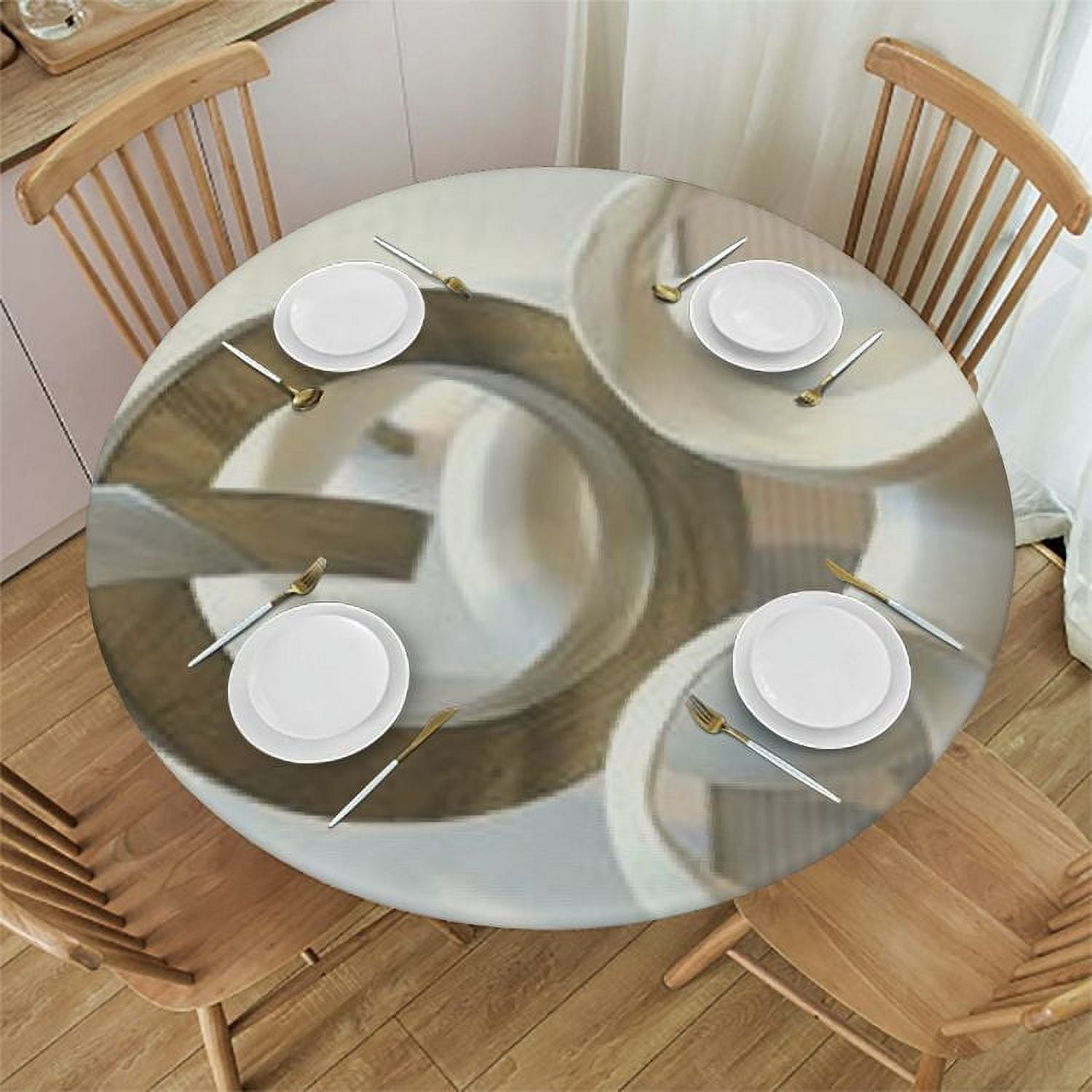 BCIIG Abstract Sculpture Round Tablecloth Stain-Resistant& Washable 100 ...
