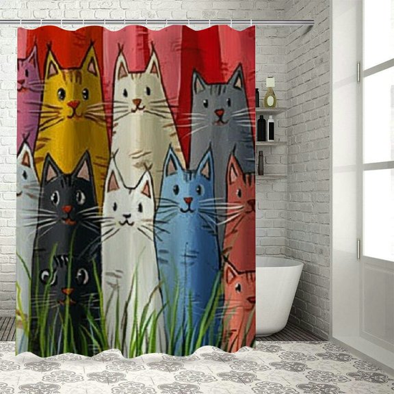 BCIIG Abstract Shower Curtain Set 100% Polyester Fiber with Hooks for Bathroom Decoration 69"x72