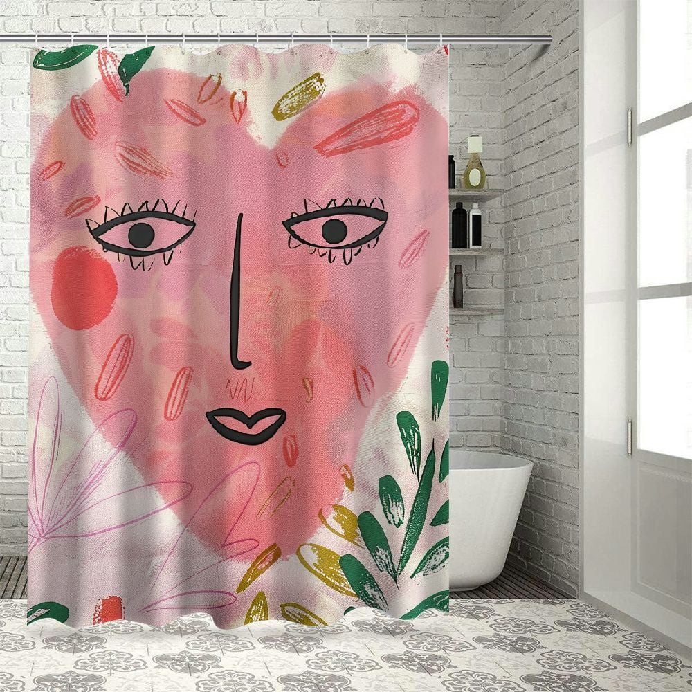 BCIIG Abstract Woman Face Matisse Shower Curtain Groovy Heart Modern ...