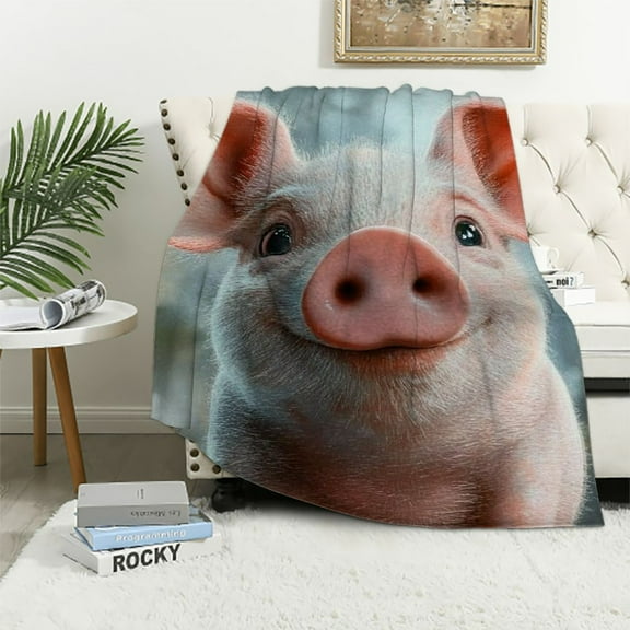BCIIG Adorable Pigs Blanket - Soft, Lightweight, Warm, Cozy &amp; Fuzzy Flannel Lovable Piglet Throw Blankets, Perfect for Couch, Travel, Bed &amp; Living Room - for Women Men Adults 40x50in