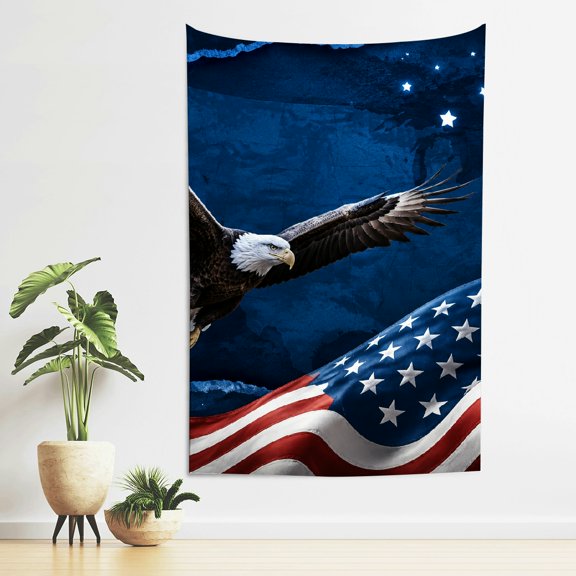 BCIIG Aesthetic Home Decor For Adults Family, Eagle Usa Map Flag Print Wall Hanging Tapestie Vertical Print Wall For Bedroom Dorm Living Room, Aesthetic Home Decor For Adults Family