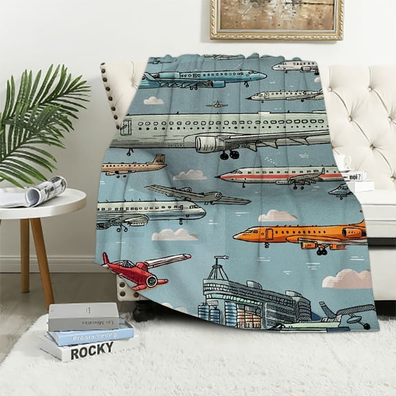 BCIIG Airplanes Cartoon Warm Lightweight Fleece Blanket Soft Flannel Blanket for All Seasons Gift Blanket Living Room Sofa Decor 40x50in