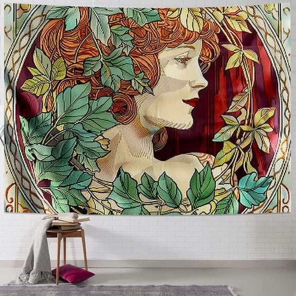 BCIIG Alfonse Mucha Art Nouveau Tapestry Wall Hanging Unique Style Graphic Tapestries Home Wall Decor for Living Room Bedroom Apartment Farmhouse Dorm 40x60inch