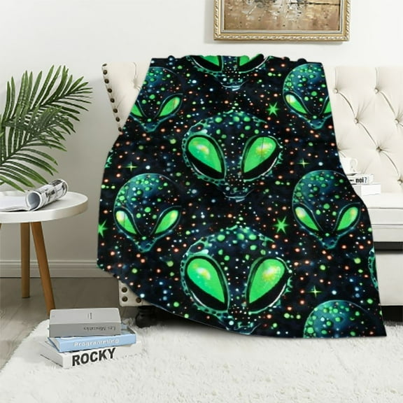 BCIIG Alien Throw Blanket Soft Cozy Plush Warm Fleece Blanket for Sofa Couch Bed 50x60in