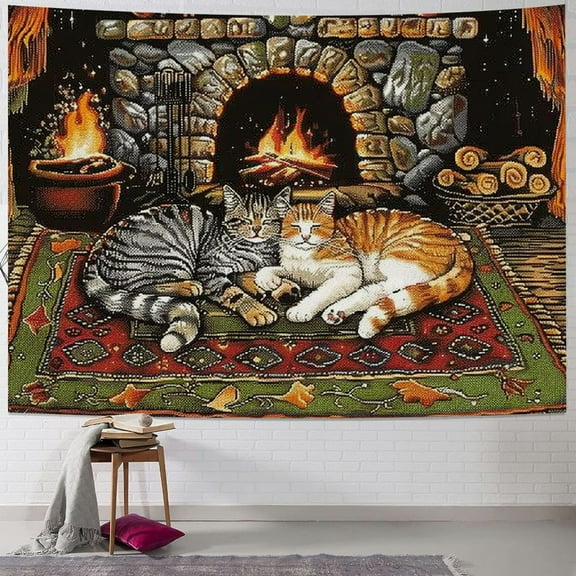 BCIIG All Burned Out Cat XL Blanket by Charles Wysocki - Gift for Cat Lovers - Tapestry Throw Woven from Cotton - Made in The USA (82x62)