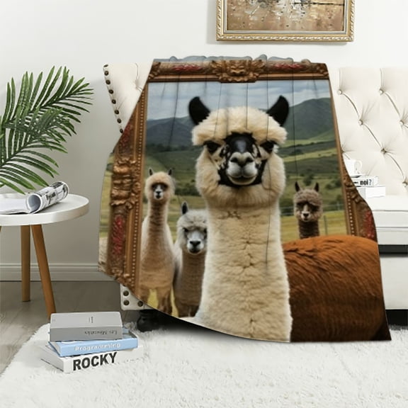 BCIIG Alpaca Blanket - Fleece Throw Blanket for Couch Super Soft Cozy Bed Blanket Lightweight Plush Fuzzy lap Blankets and Throws for Sofa, Gift for Animal Lover 60x80in