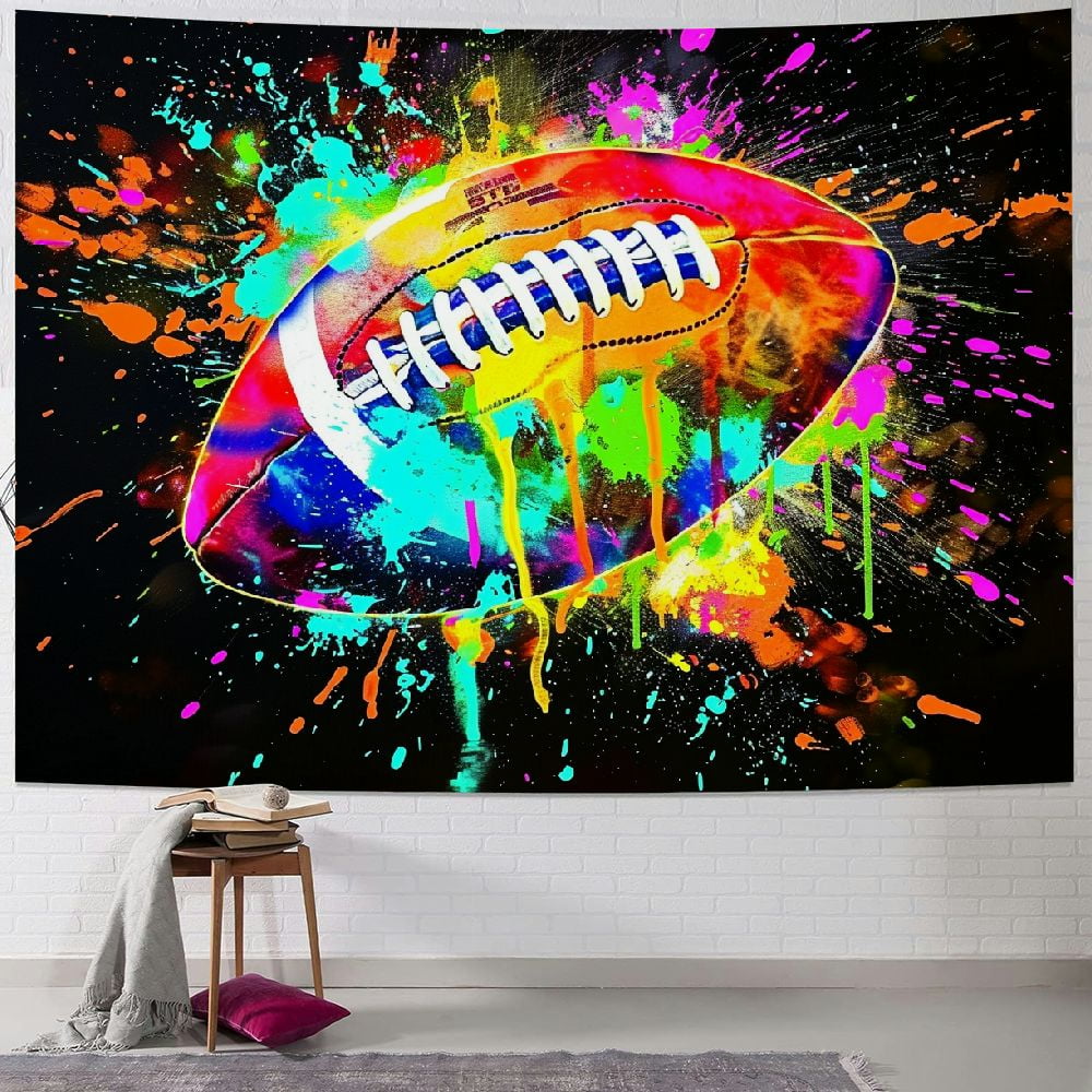 BCIIG American Football Tapestry Black Watercolor Tapestries Art Home