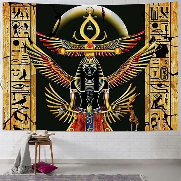 BCIIG Ancient Egypt Tapestry Eye of Horus Anubis Egyptian God Tapestriesof Isis Snake Mysterious Hieroglyphic Mural Wall Hanging Flannel Home Decor Wall Blankets