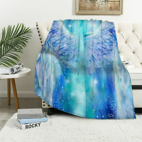 BCIIG Angel Wings Stars Warm Lightweight Blanket Soft Fleece Blankets Throw Blanket for Living Rooms Sofa Decor All Seasons Flannel Material Cow Gifts Blanket 60x80in