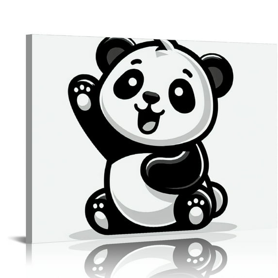 BCIIG Animal Panda Canvas Wall Art Cute Panda on Branches Picture Gallery Wrapped for Kids Room Nursery Bathroom Framed Artwork