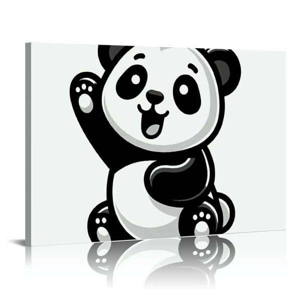 BCIIG Animal Panda Canvas Wall Art Cute Panda on Branches Picture Gallery Wrapped for Kids Room Nursery Bathroom Framed Artwork