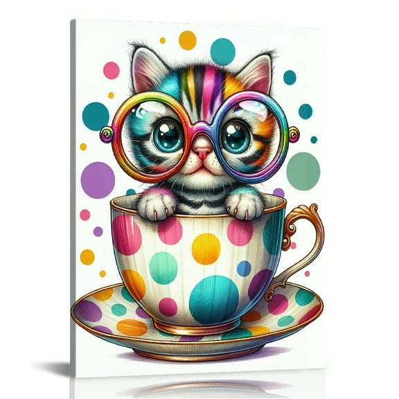 BCIIG Animal Picture Cool Wall Art Lazy Happy Frog Pig Glasses Artwork Cartoon Images Canvas Oil Painting for Kids Room Office Home Decor