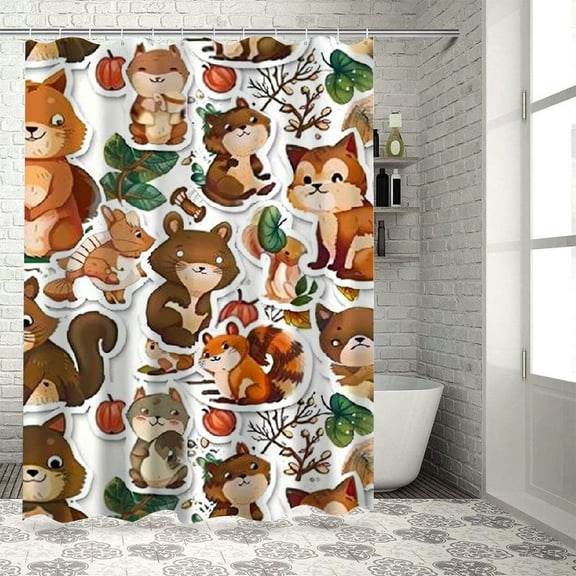 BCIIG Animal Theme Shower Curtain Set with Hook, Stylish Bathroom Décor, Washable, With Bright HD Print, Waterproof Fabric, Easy to Install, Family Gift - Bathroom Décor
