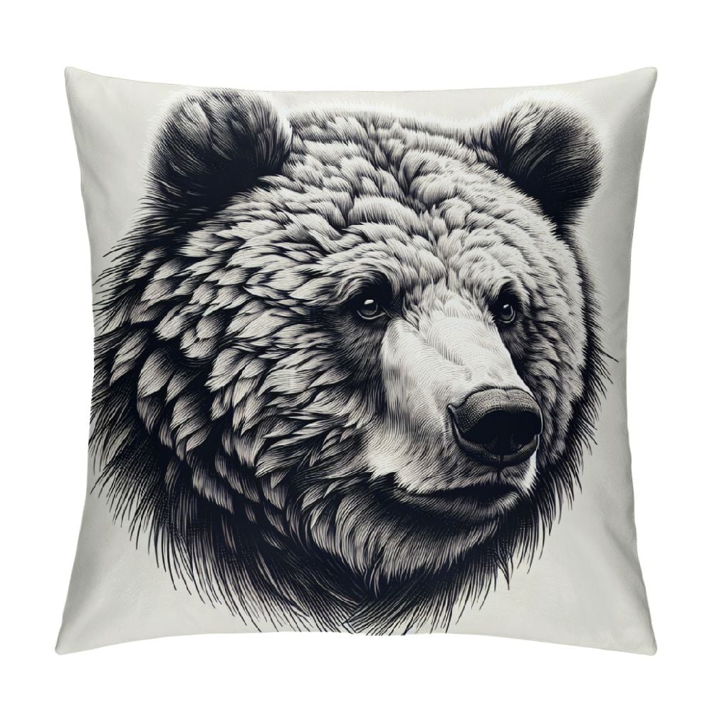 BCIIG Animal Throw Pillow Cushion Cover, Polar Bear Profile Engraved