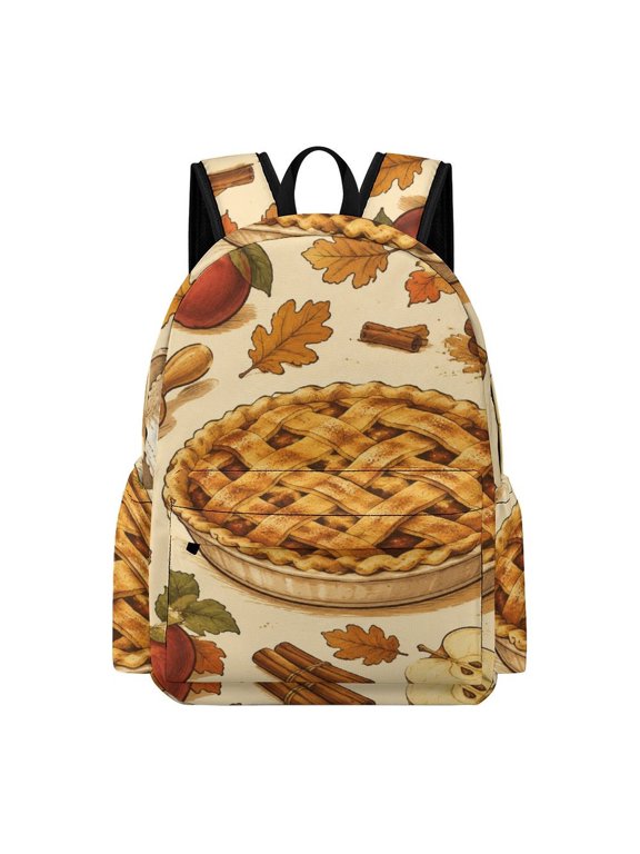 Apple Pie Baking Tools Autumn Illustration Printed Oxford Backpack, Large Capacity Laptop Backpack, Water Resistant, Travel Daypack for College Work Commuting Adults,